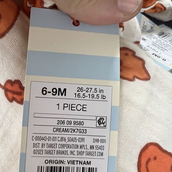 Cat & Jack Fall Autumn Cream Long Sleeve Romper Pumpkins Acorns NWT 6-9 Months - Picture 6 of 6